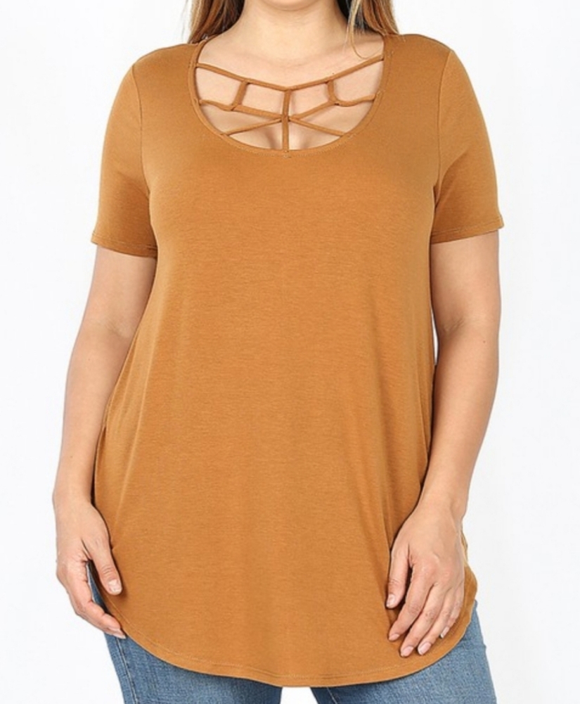 Plus size cut out shirt